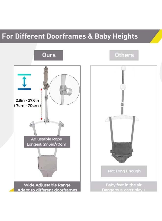 Baby Door Jumper for 6-24 Months (with Door Clamp), Baby Jumper Doorway with Strong Spring  Adjustable Strap, Portable Infant Door Bouncer, Bearing 40 Lbs,Gray - Image 3
